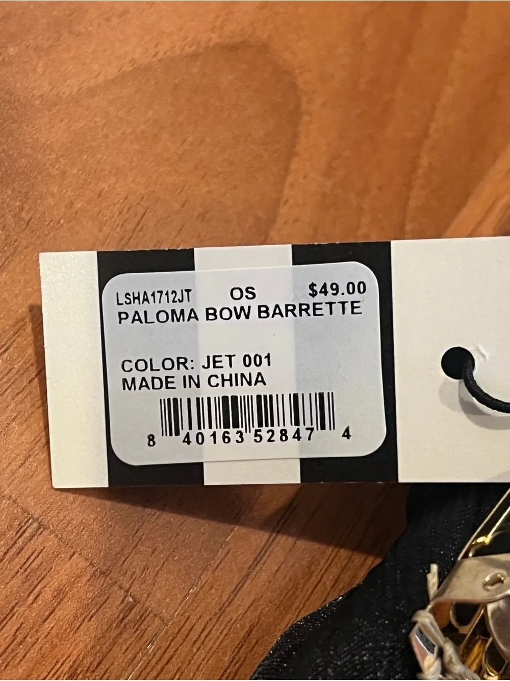 Lele Sadoughi Paloma Jet Bow Barrette - NWT